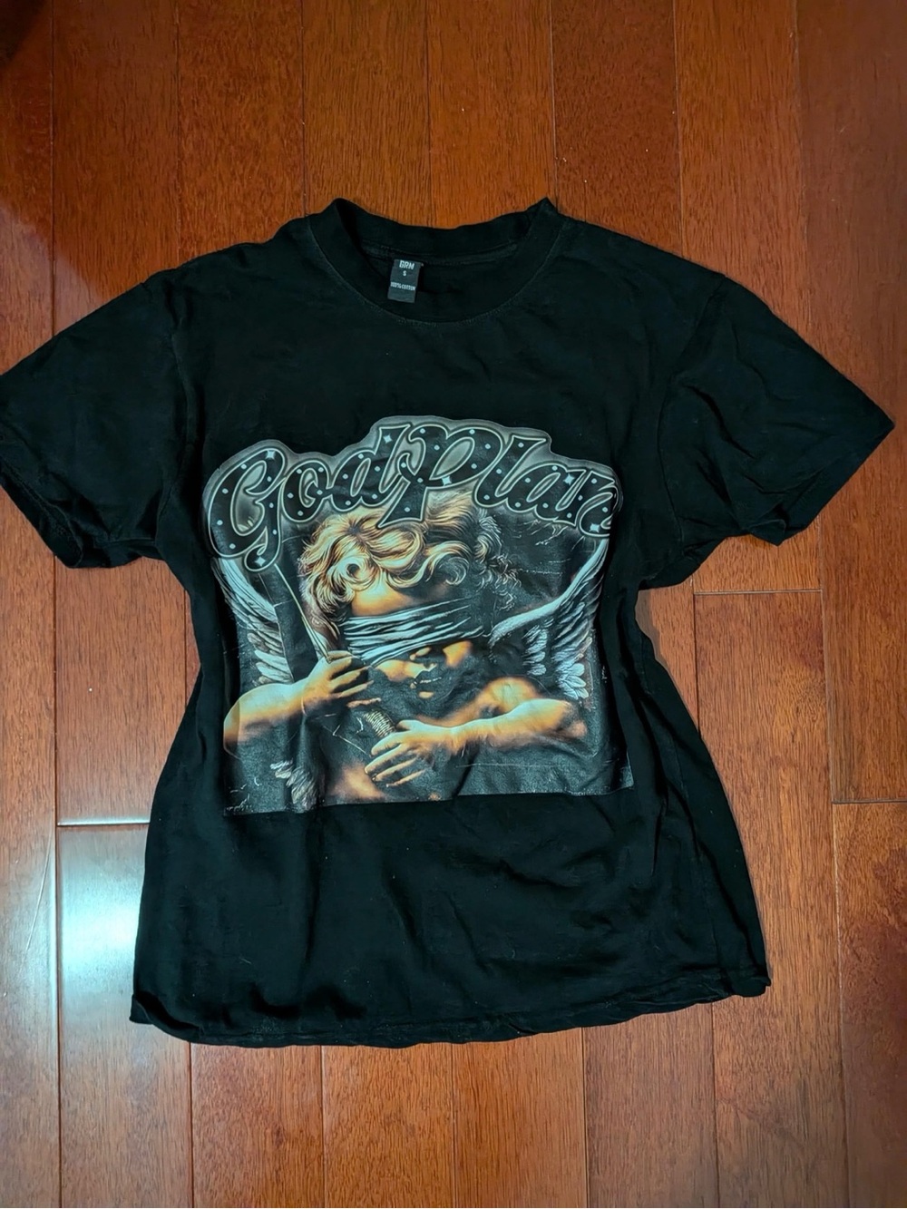 God’s Plan Cherub Angel Black Graphic Tee Small
